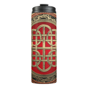 [200] Sacred Celtic Gold Knot Cross Thermosbecher