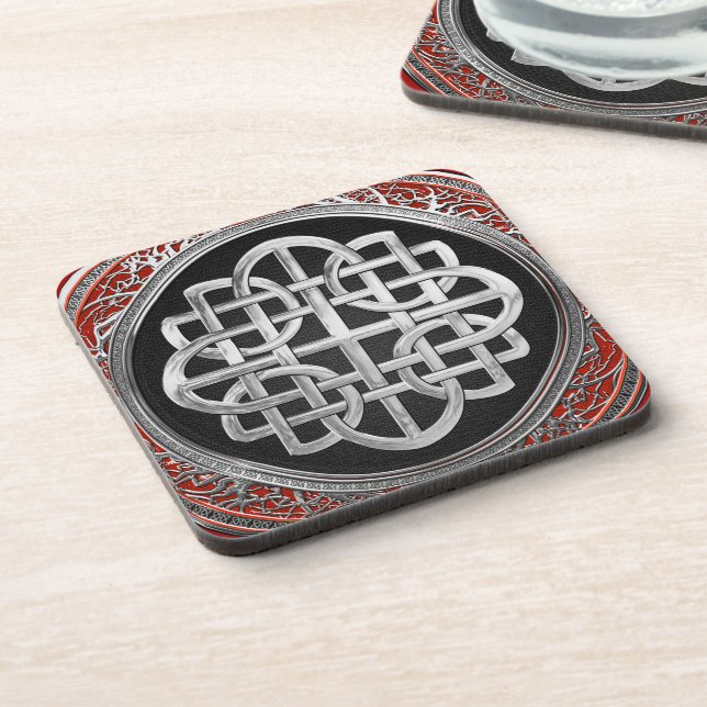 [200] Sacred Celtic Silver Knot Cross Getränkeuntersetzer (Linke Seite)