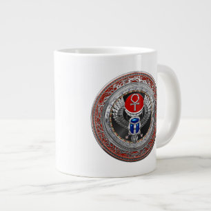 [200] Sacred Silver Egyptian Winged Scarab & Ankh Jumbo-Tasse