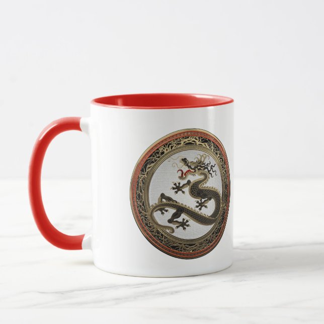 [200] Schwarzer und Gold Heiliger Ostdrache Tasse (Links)