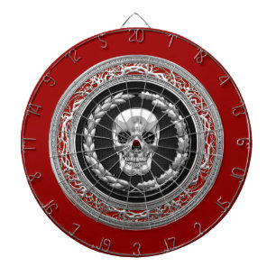 [200] Silberner Totenkopf Dartscheibe