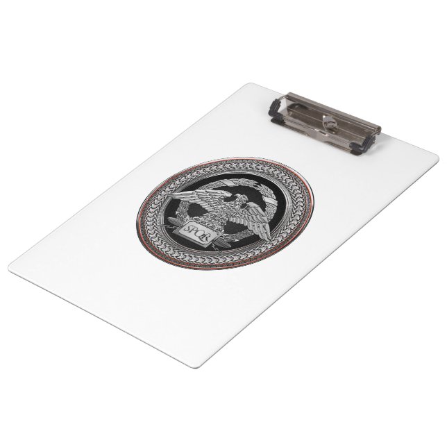 [200] Silberrömischer Kaiseradler über Medallion Klemmbrett (Schrägansicht)