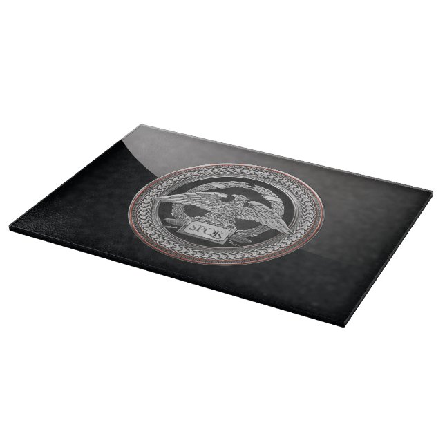 [200] Silberrömischer Kaiseradler über Medallion Schneidebrett (Ecke)