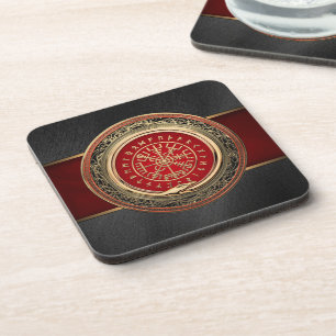 [200] Vegvisir - Viking Gold Magic Runic Compass Getränkeuntersetzer