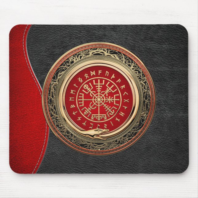 [200] Vegvisir - Viking Gold Magic Runic Compass Mousepad (Vorne)