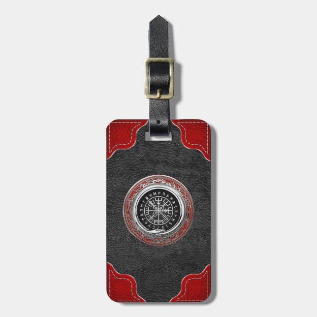 [200] Vegvisir - Viking Silver Magic Runic Compass Gepäckanhänger (Vorderseite vertikal)