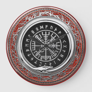 [200] Vegvisir - Viking Silver Magic Runic Compass Große Wanduhr