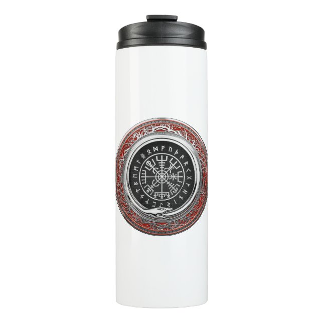 [200] Vegvisir - Viking Silver Magic Runic Compass Thermosbecher (Vorderseite)