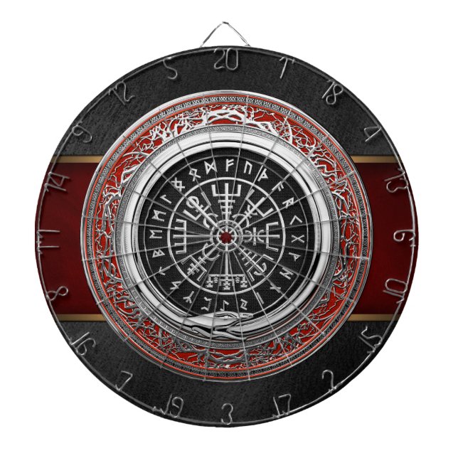 [200] Vegvisir - Vikings silberner magischer Runic Dartscheibe (vorne)