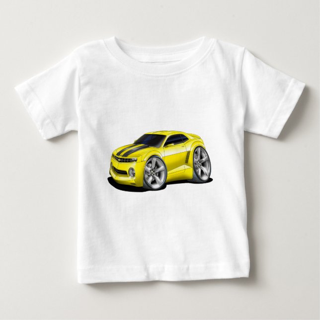 2010-11 Camaro Gelb-Schwarz-Auto Baby T-shirt (Vorderseite)