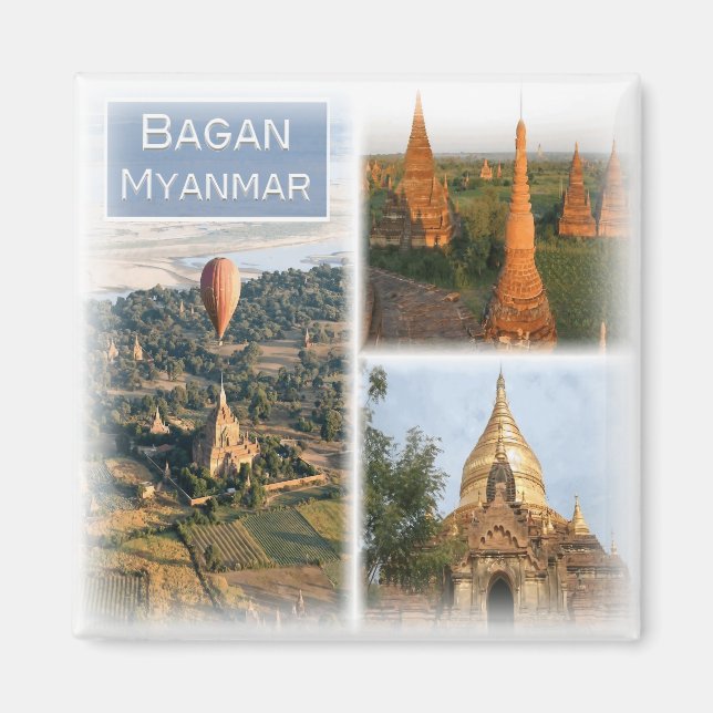 2011 Asien, Myanmar, Bagan, Pagode, Kühlschrank Magnet (Vorne)
