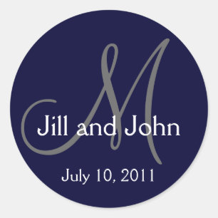 2011 Mongram Wedding Names Rett Date Navy Sticker