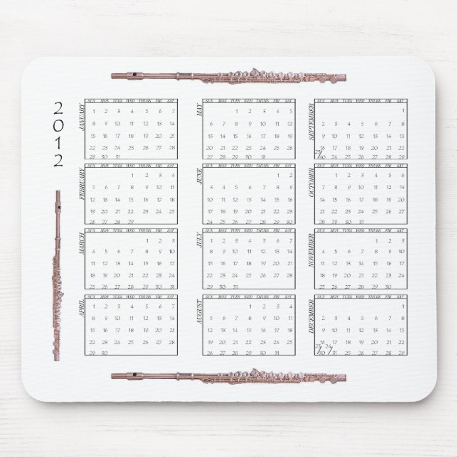 2012 Flöten-Kalender Mousepad (Vorne)