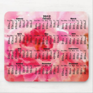 2012 Kalender - Rosa gemalte Pfingstrose Mousepad