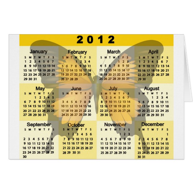 2012 Kalender-Schmetterlingsdruck (Vorderseite (Horizontal))