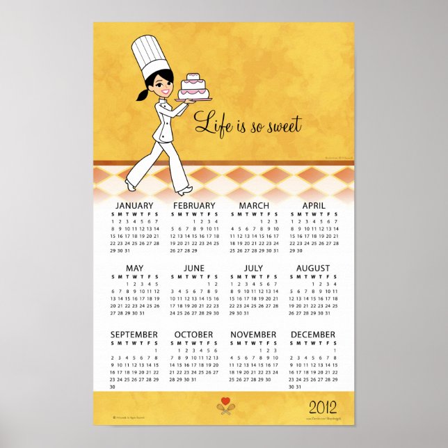 2012 Küchenkalender mit Koch Cake Art Poster (Vorne)