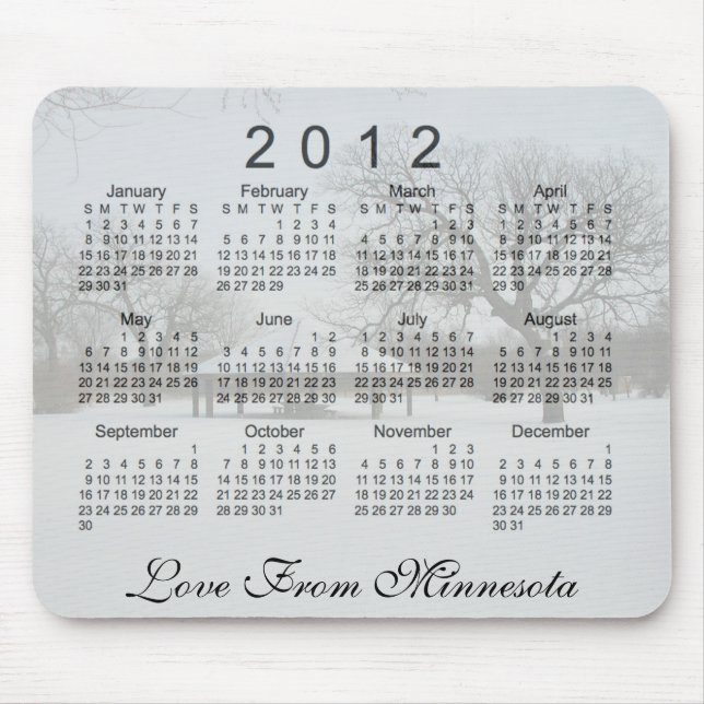 2012 landschaftlicher Kalender Mousepad (Vorne)