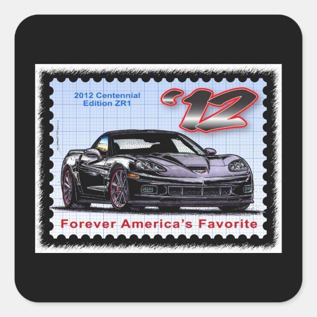 2012 Z06 Centennial Edition Corvette Quadratischer Aufkleber (Vorderseite)