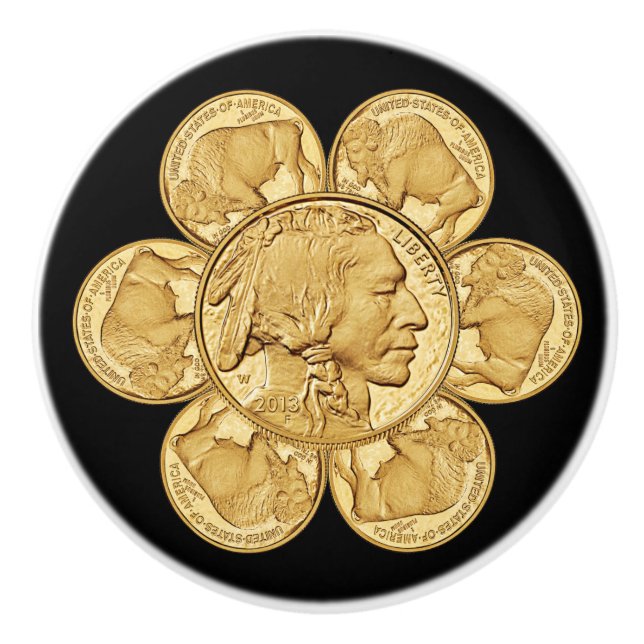 2013 Indian ~ American Buffalo ~ Gold Coin ~ * ~ Keramikknauf (Vorderseite)