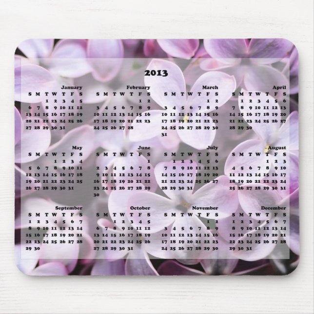 2013 Kalender-Fliedern Mousepad (Vorne)