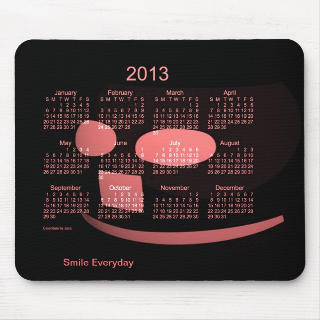 2013 Lächeln-Kalender Mousepad (Vorne)