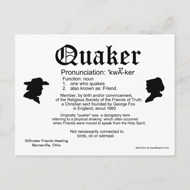 2013 Mini Calendar Definition of a Quaker Postkarte (Vorderseite)