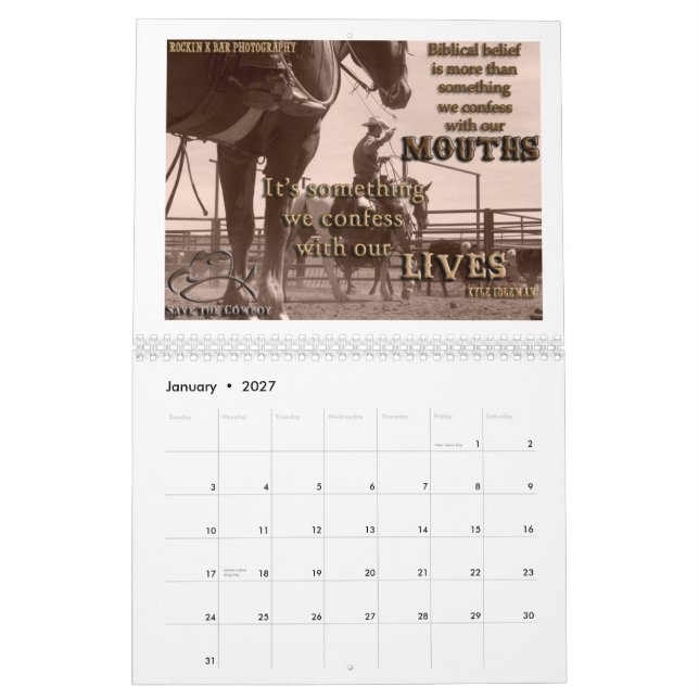 2013 retten Sie den Cowboy-Kalender Kalender (Jan 2027)