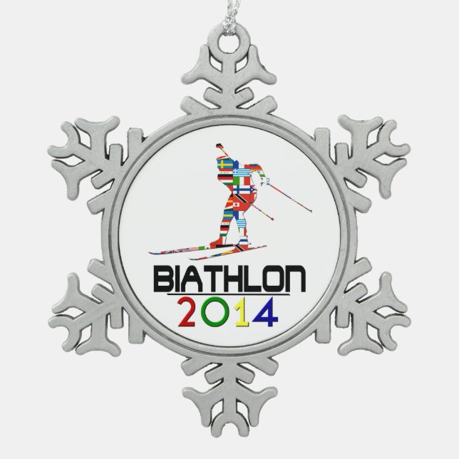 2014: Biathlon Schneeflocken Zinn-Ornament (Vorderseite)