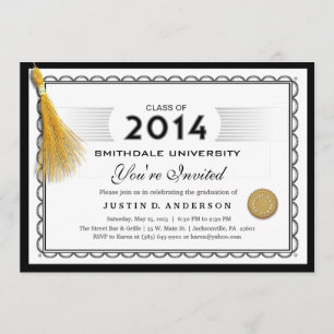 2014 Diploma Abschluss Einladung mit Gold Tassel