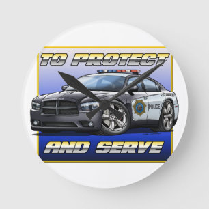 2014 Dodge Charger Police Car 1 Runde Wanduhr