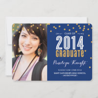 2014 GRADUATE Gold Glitzer Konfetti Königsblau