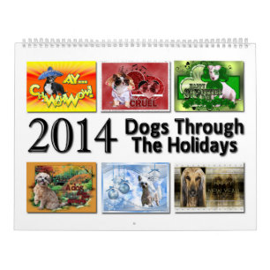 2014 Hunde durch den Feiertags-Kalender Kalender