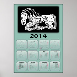 2014 Jahr des Pferdes Kalender mit Skythischem Pfe Poster