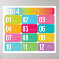 2014 - Jährlicher farbiger Kalender