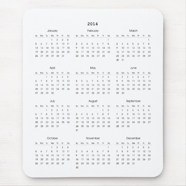 2014 Kalender-Geschenke Mousepad (Vorne)