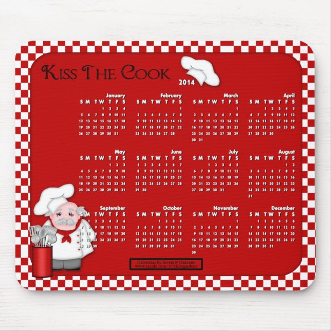 2014 Kalender Maus Pad-Kiss Der Koch Mousepad (Vorne)