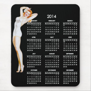 2014 Kalender mit Vintage Pin-Up Girl Mousepad