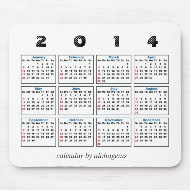 2014 Kalender Mousepad (Vorne)