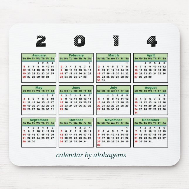 2014 Kalender Mousepad (Vorne)