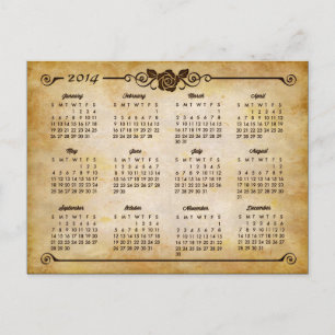 2014 Kalender - Rustikale Landrose im Vintage-Stil Postkarte