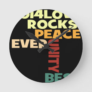 2014 Liebe Rocks Peace Art Print Runde Wanduhr