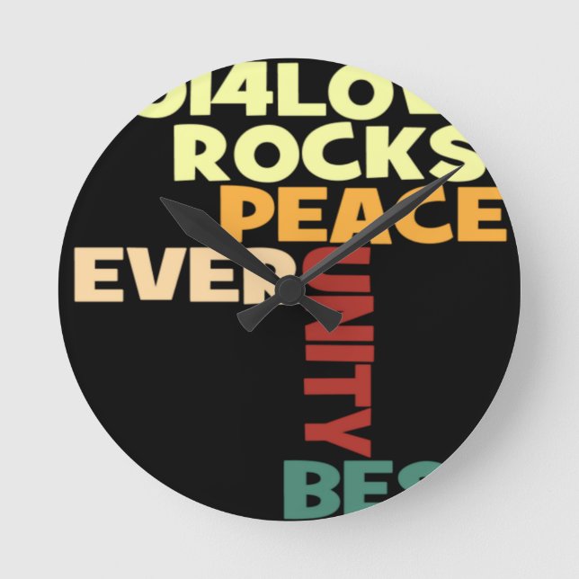 2014 Liebe Rocks Peace Art Print Runde Wanduhr (Vorderseite)