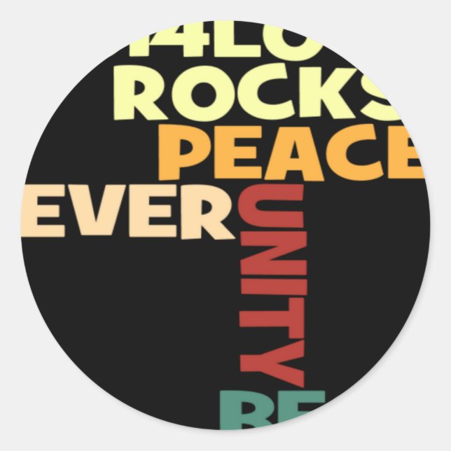2014 Liebe Rocks Peace Art Print Runder Aufkleber (Vorderseite)