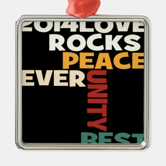 2014 Liebe Rocks Peace Art Print Silbernes Ornament (Vorne)