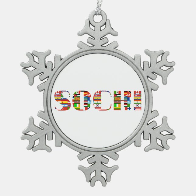 2014: Sochi Schneeflocken Zinn-Ornament (Vorderseite)