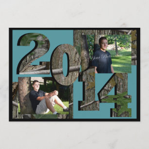 2014 Tree Camouflage Twin Foto Aquamarin Blue Einladung
