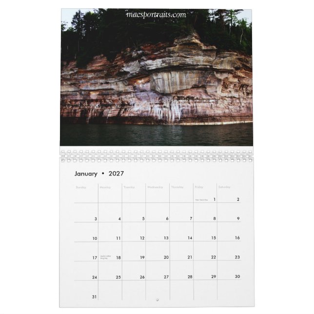 2015 dargestellter Felsen-Kalender Kalender (Jan 2027)