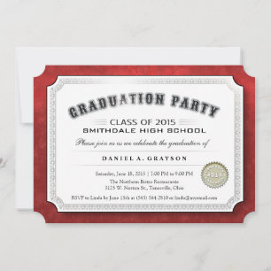 2015 Diploma Red & White Einladung zur Graduation