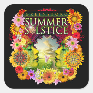 2015 Greensboro Summer Solstice Festival Souvenir Quadratischer Aufkleber