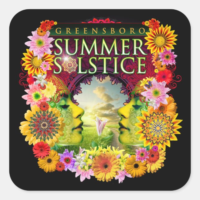 2015 Greensboro Summer Solstice Festival Souvenir Quadratischer Aufkleber (Vorderseite)